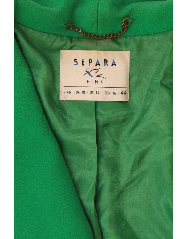 Separa Fink Womens 1 Button Blazer Jacket UK 18 XL Green Wool