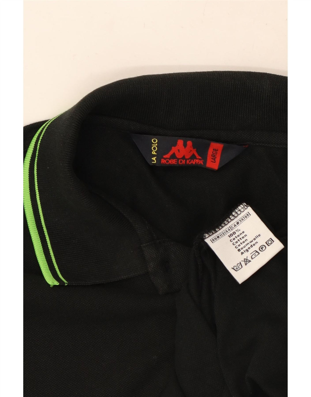 KAPPA Mens Polo Shirt Large Black Cotton