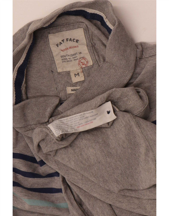 Fat Face Mens Polo Shirt Medium Grey Striped Cotton