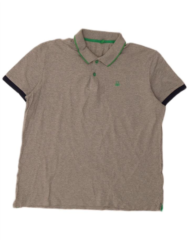 Benetton Mens Polo Shirt 2XL Grey Cotton