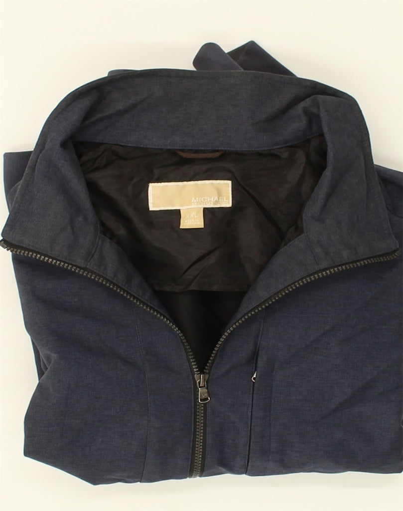 MICHAEL KORS Mens Bomber Jacket UK 44 2XL Blue Polyester | Vintage Michael Kors | Thrift | Second-Hand Michael Kors | Used Clothing | Messina Hembry 