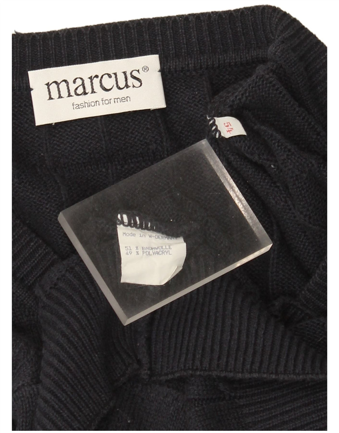 Marcus Mens V-Neck Jumper Sweater IT 54 XL Navy Blue Striped Polyacrylic