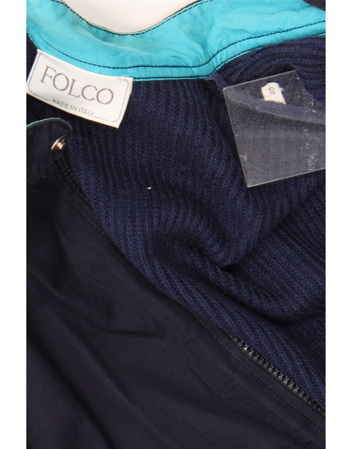 Vintage Mens Cardigan Sweater Small Navy Blue Cotton