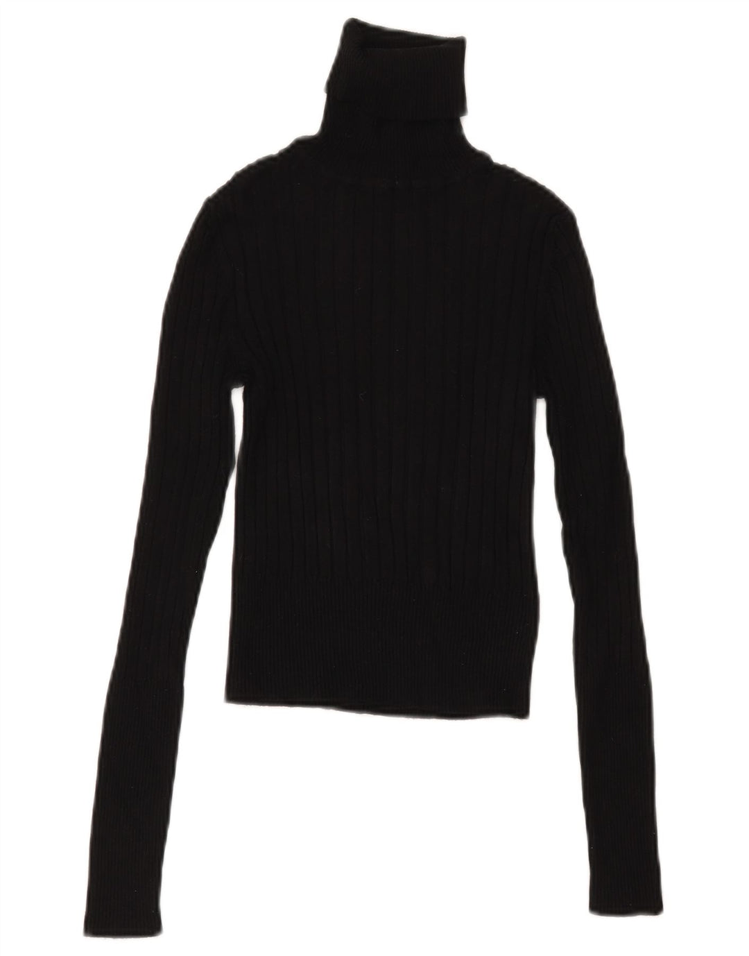 Zara Womens Crop Roll Neck Jumper Sweater UK 12 Medium Black