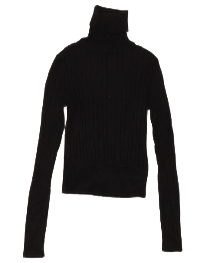 Zara Womens Crop Roll Neck Jumper Sweater UK 12 Medium Black