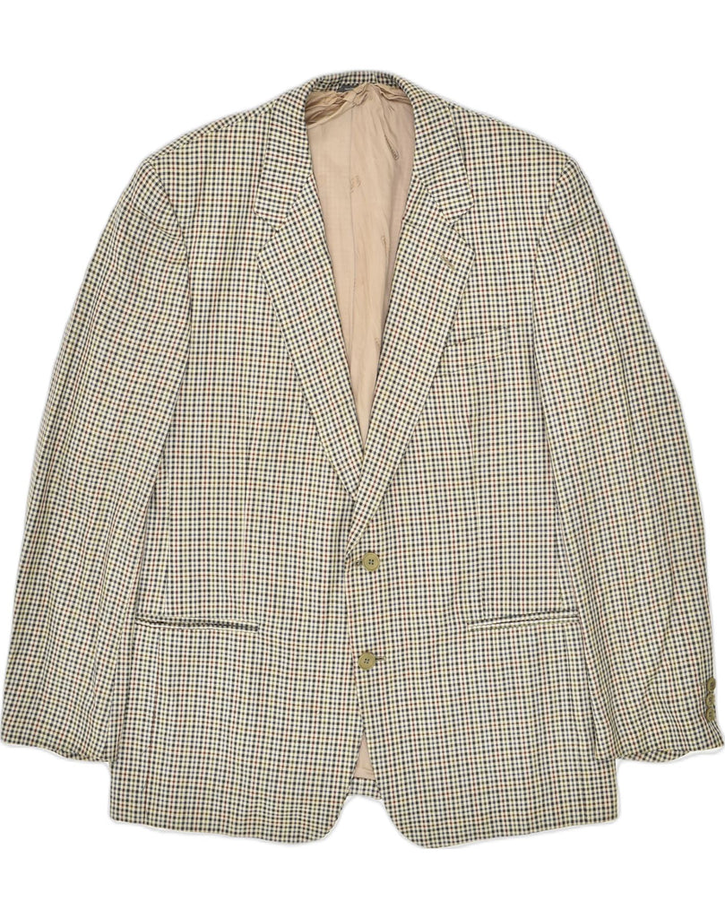 MISSONI Mens 2 Button Blazer Jacket UK 40 Large Beige Check Wool | Vintage Missoni | Thrift | Second-Hand Missoni | Used Clothing | Messina Hembry 