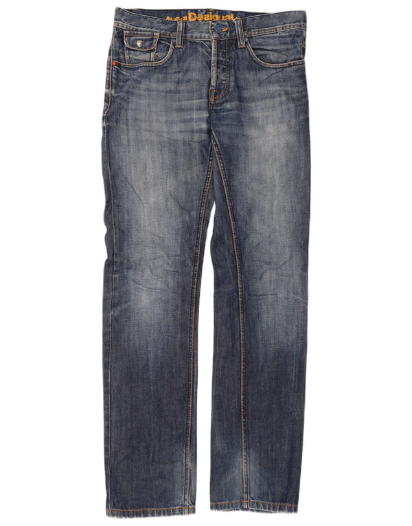 Desigual Mens Straight Jeans W30 L33 Blue Cotton