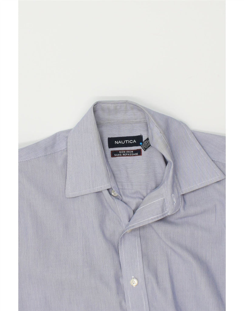 NAUTICA Mens NON - IRON Shirt Size 15 1/2 Medium Blue Cotton | Vintage Nautica | Thrift | Second-Hand Nautica | Used Clothing | Messina Hembry 