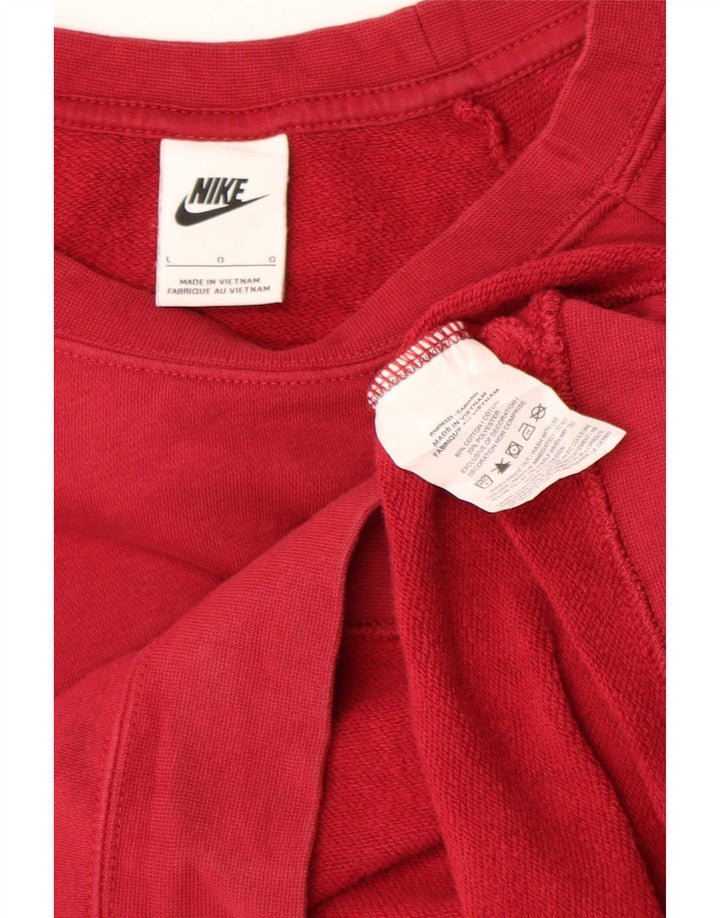 Nike Womens Oversized Sweatshirt Jumper UK 16 Large Red Cotton