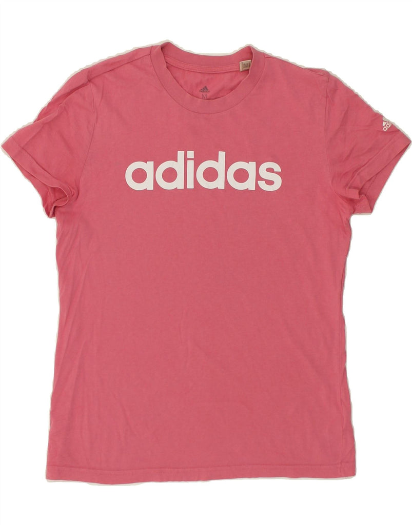 ADIDAS Womens Graphic T-Shirt Top UK 12/14  Medium Pink Cotton | Vintage Adidas | Thrift | Second-Hand Adidas | Used Clothing | Messina Hembry 