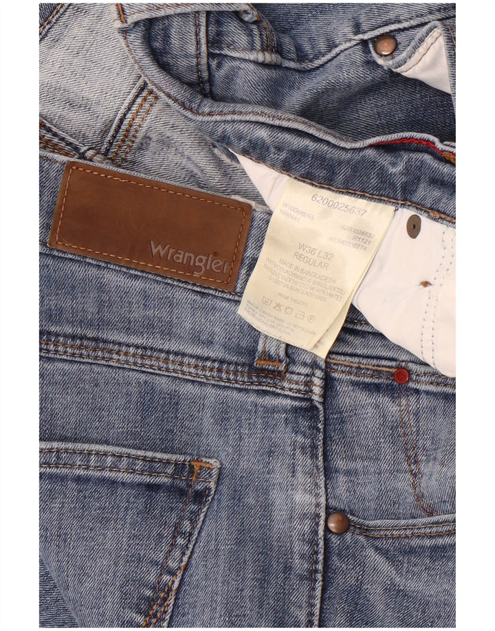 Wrangler Mens Regular Slim Jeans W36 L32 Blue Cotton