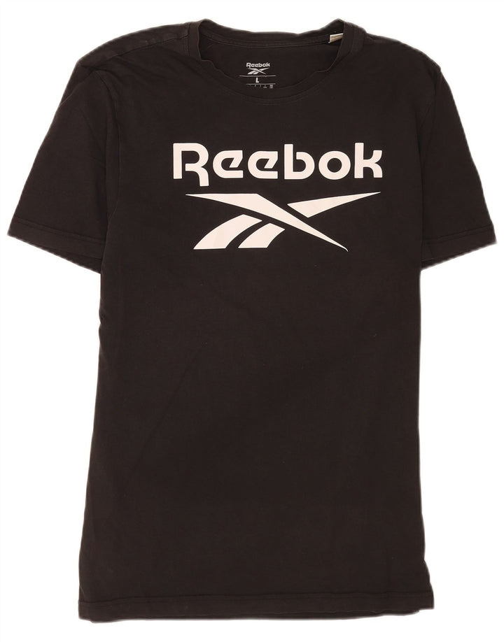 Reebok Mens Graphic T-Shirt Top Large Black Cotton