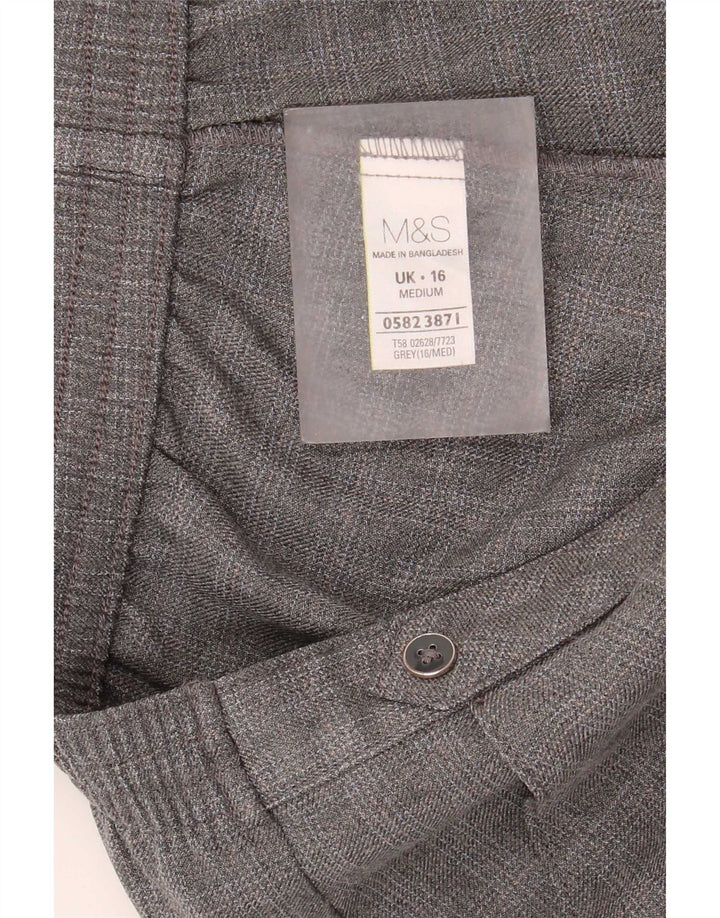 Marks & Spencer Womens Casual Trousers UK 16 Large W36 L28 Grey Check