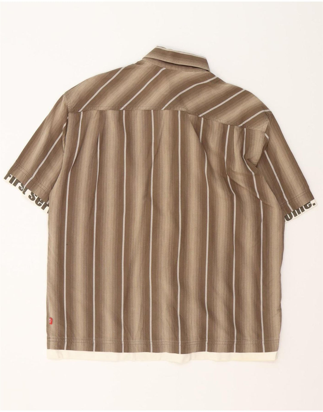 S.OLIVER Mens Graphic Short Sleeve Shirt Medium Brown Striped Cotton