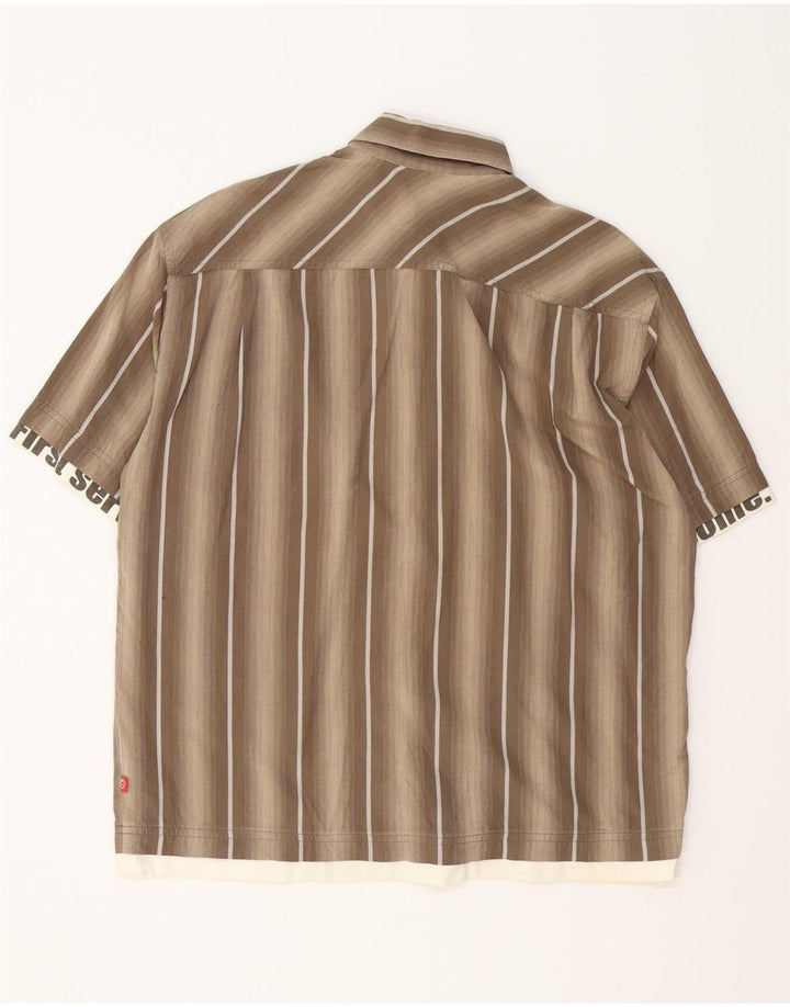 S.OLIVER Mens Graphic Short Sleeve Shirt Medium Brown Striped Cotton