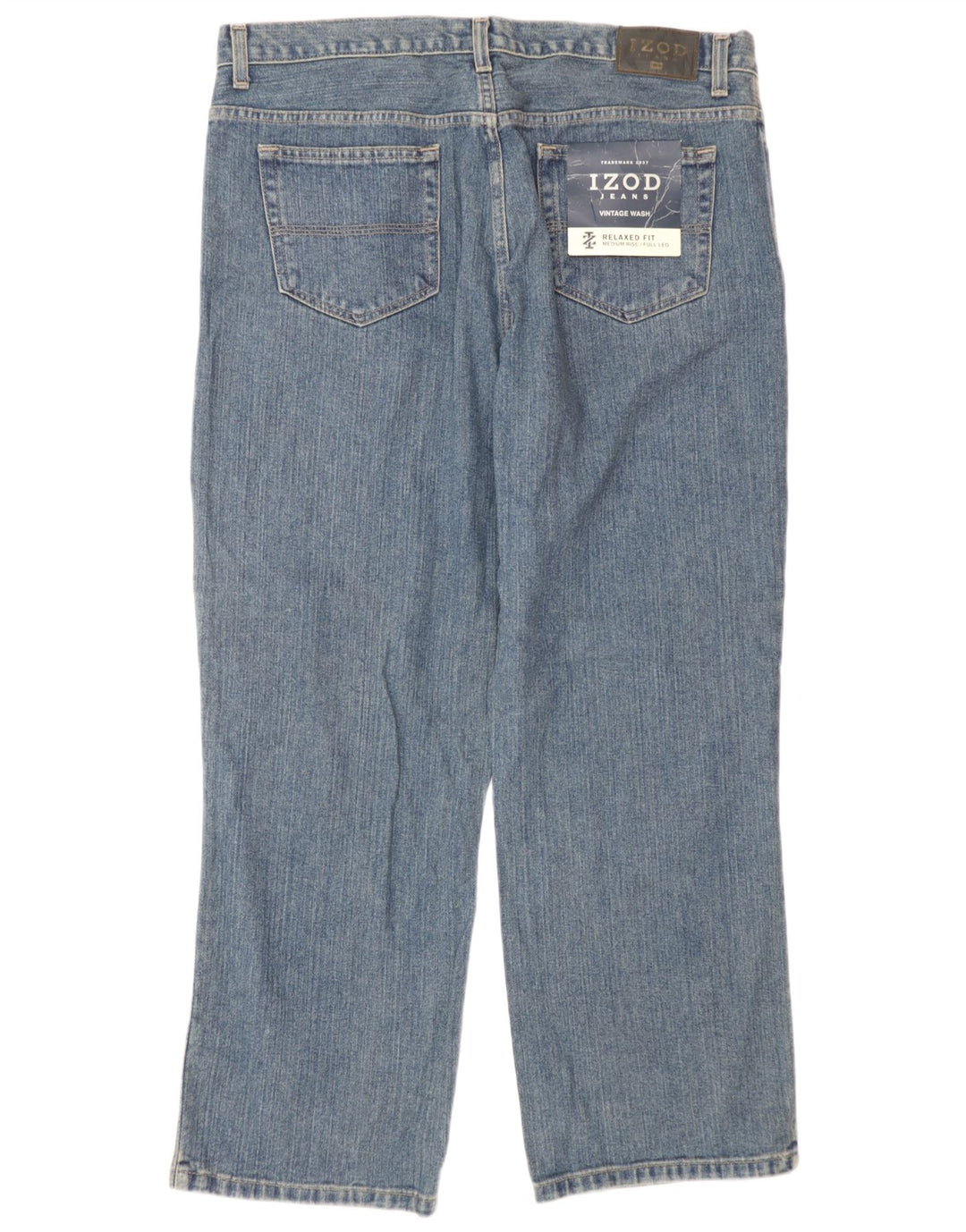 Izod Mens Relaxed Fit Straight Jeans W36 L29 Blue Cotton