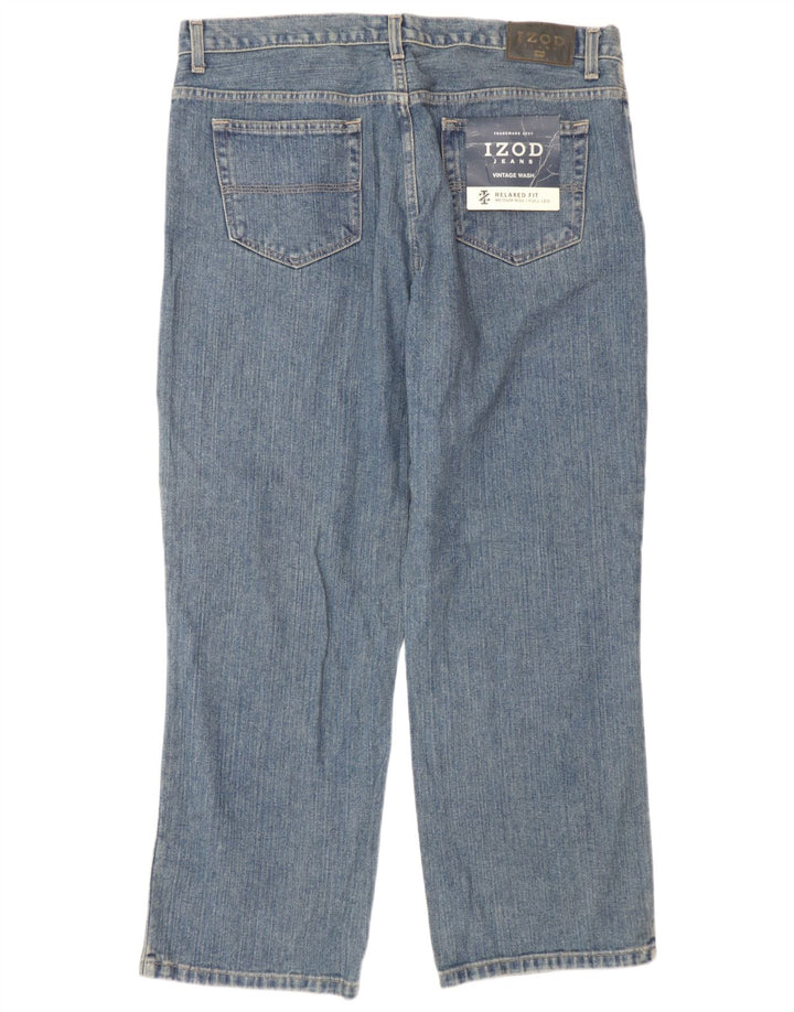 Izod Mens Relaxed Fit Straight Jeans W36 L29 Blue Cotton