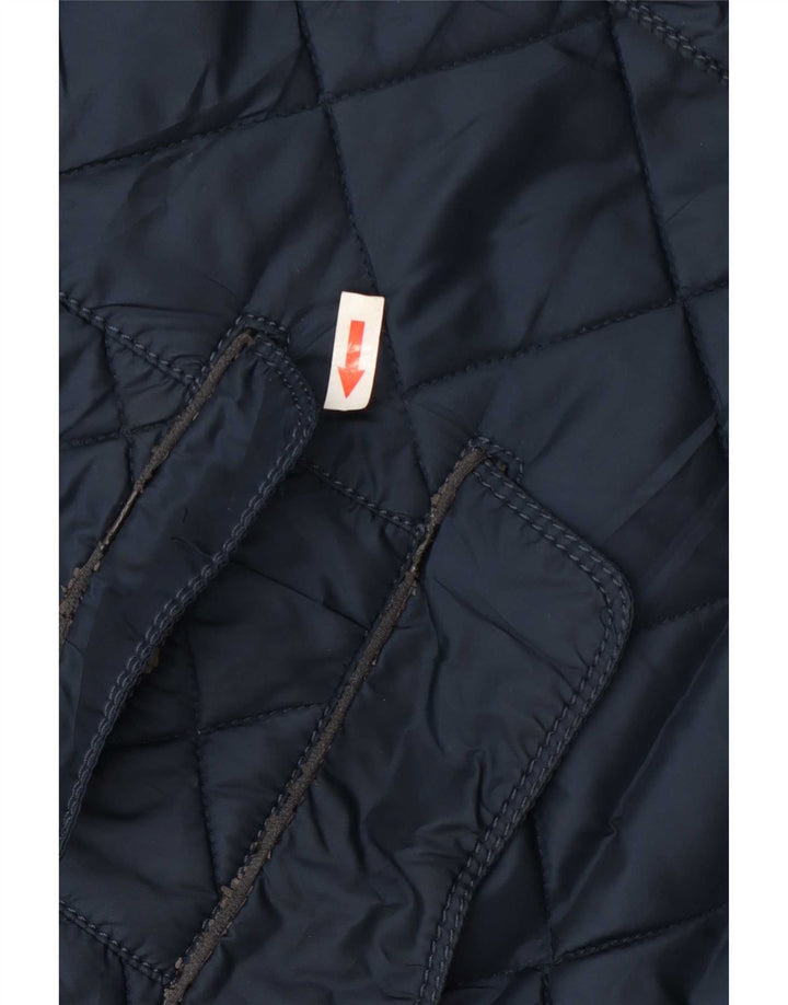 Zara Mens Quilted Jacket UK 44 2XL Navy Blue Polyester