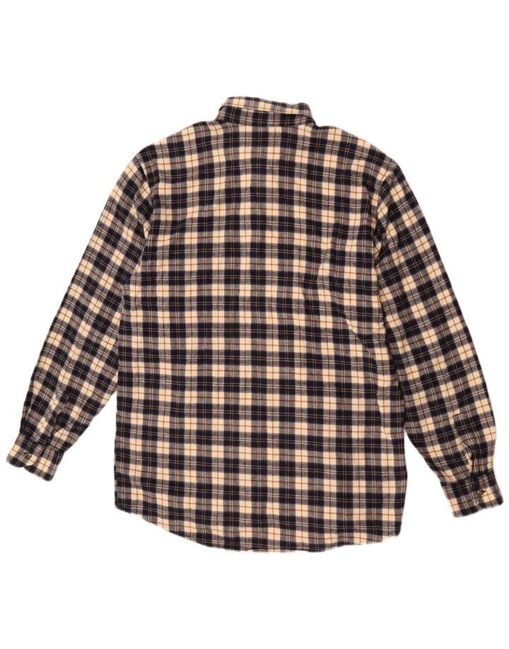 European Project Mens Flannel Shirt Medium Navy Blue Check Cotton