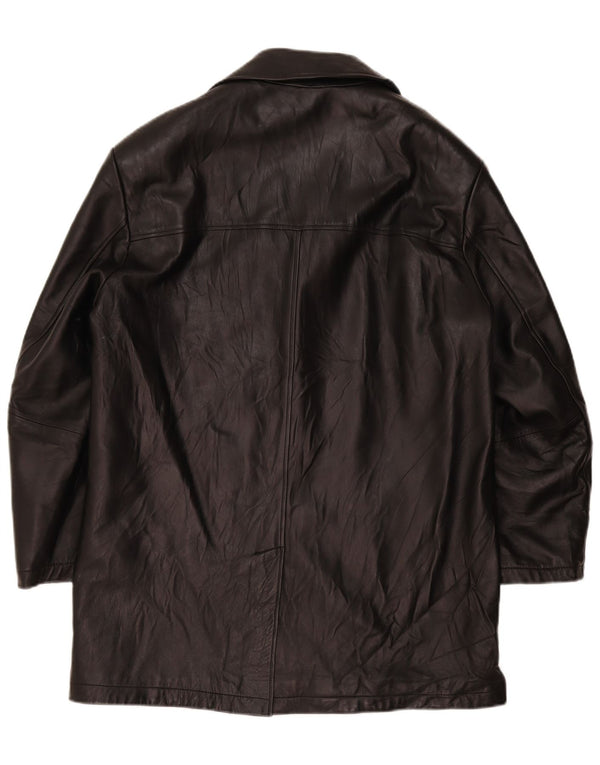 Private Mens Leather Coat IT 52 XL Black