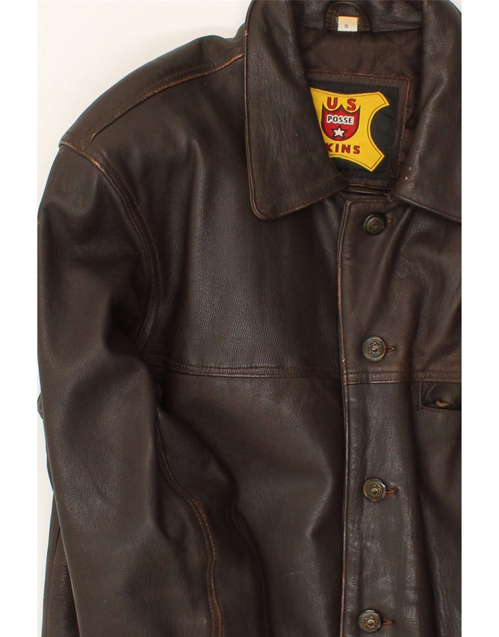 U.S. POSSE SKINS Mens Leather Jacket UK 36 Small Brown Leather Vintage U.S. Posse Skins and Second-Hand U.S. Posse Skins from Messina Hembry 