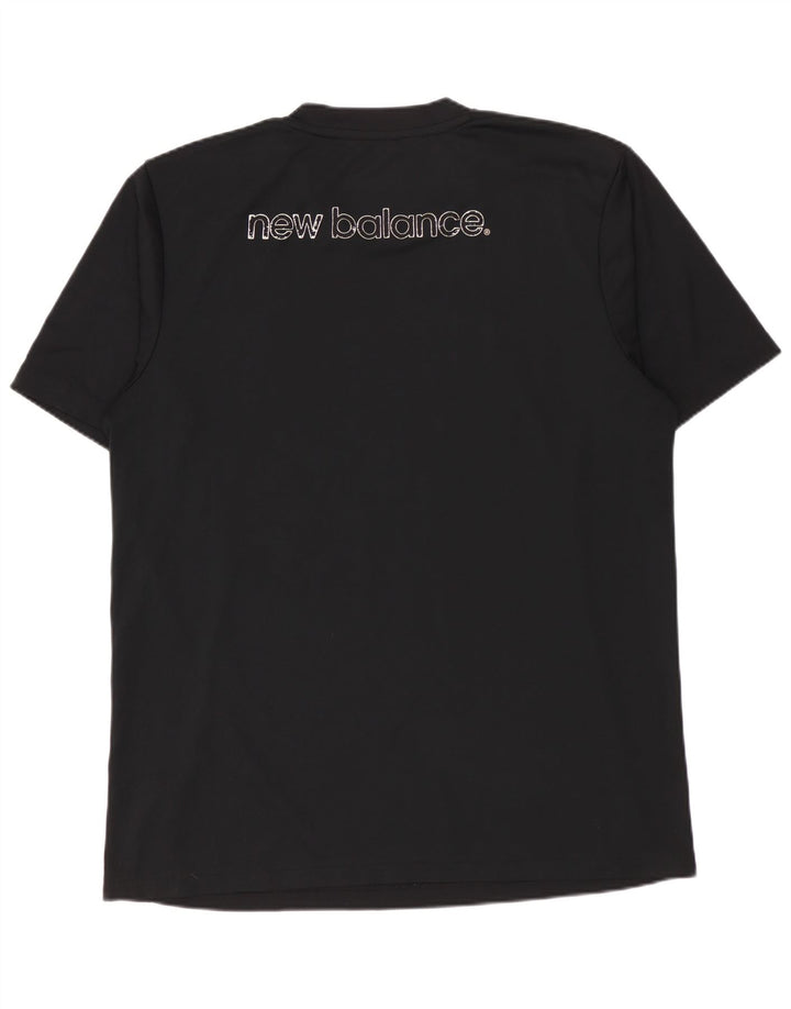 NEW BALANCE Mens Graphic T-Shirt Top Medium Black Polyester