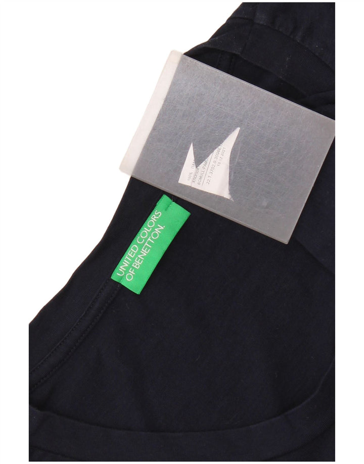 Benetton Womens Vest Top UK 12 Medium Navy Blue Cotton