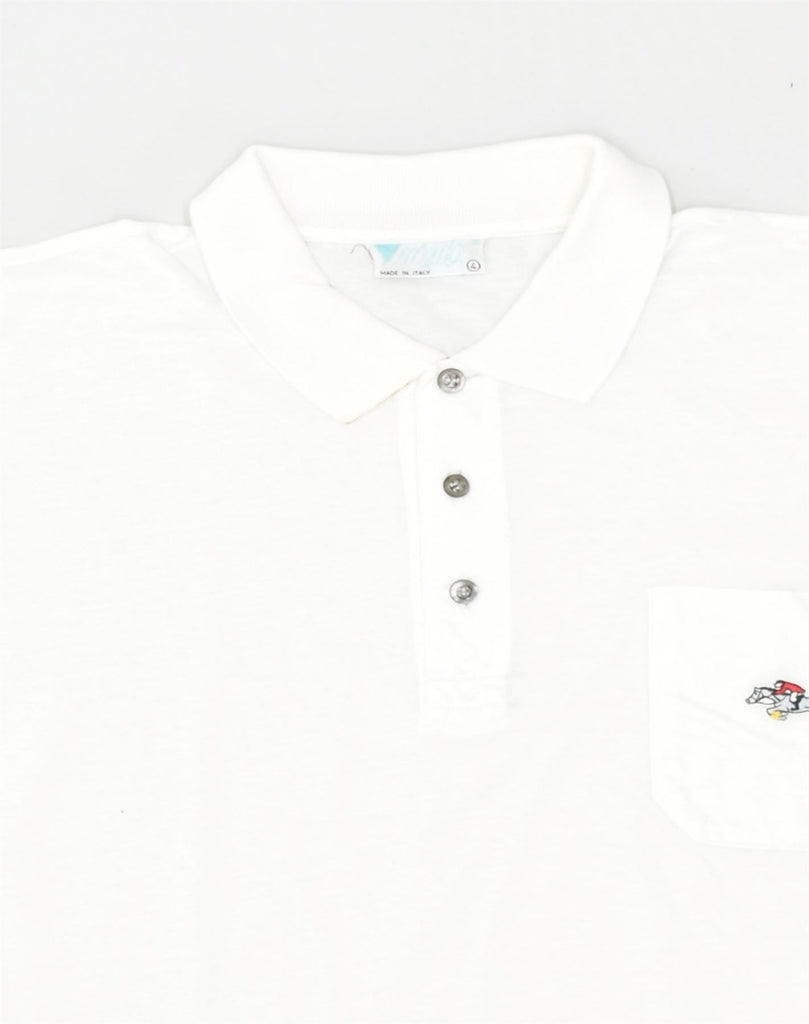 VINTAGE Mens Polo Shirt Medium White Cotton | Vintage Vintage | Thrift | Second-Hand Vintage | Used Clothing | Messina Hembry 