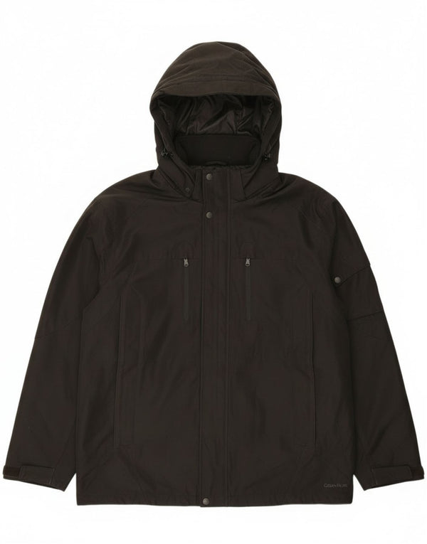 Calvin Klein Mens Hooded Windbreaker Jacket UK 40 Large Black Polyester