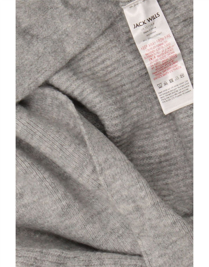 Jack Wills Womens Oversized Longline Cardigan Sweater UK 12 Medium Grey
