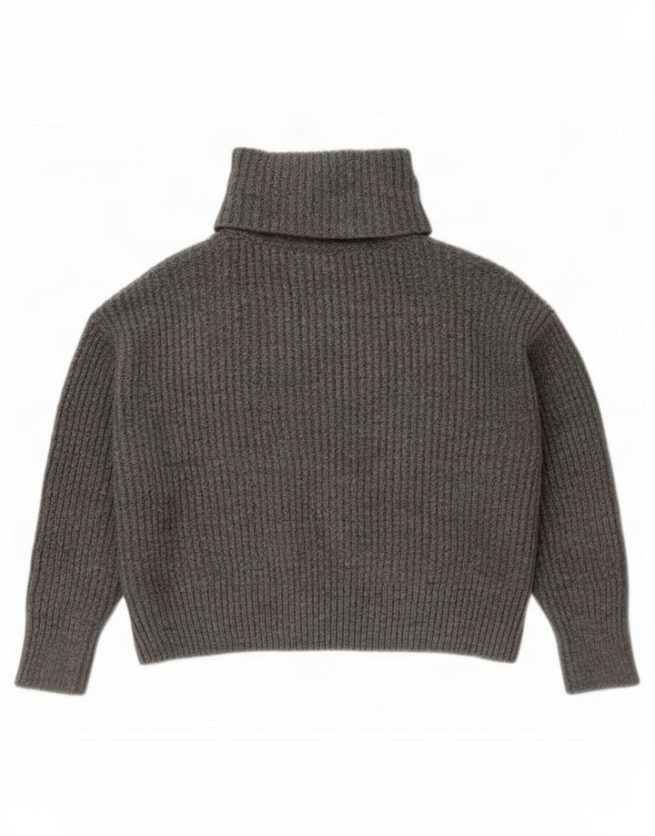 Zara Womens Oversized Roll Neck Jumper Sweater UK 14 Medium Grey Acrylic