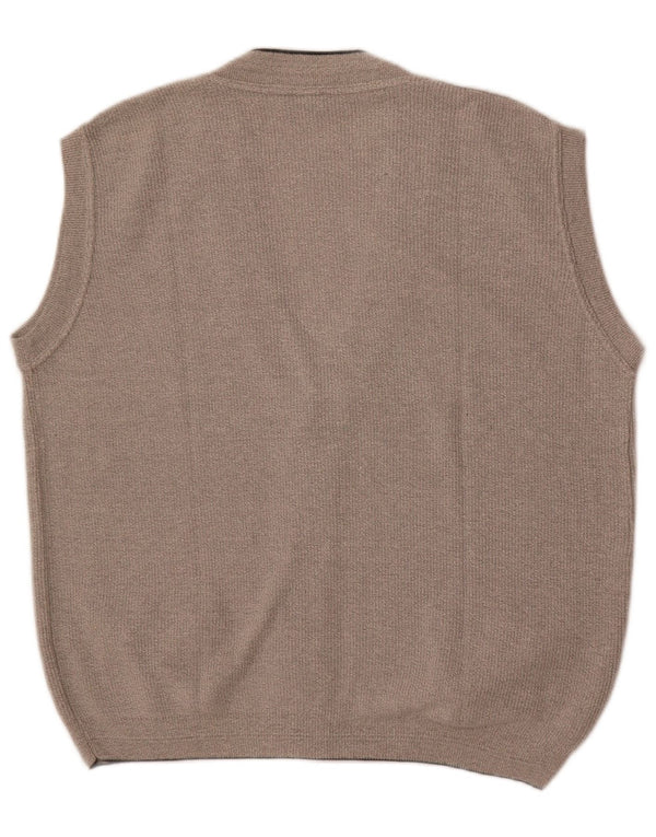 Conte Massimo Mens Sleeveless Cardigan Sweater Medium Grey Cotton