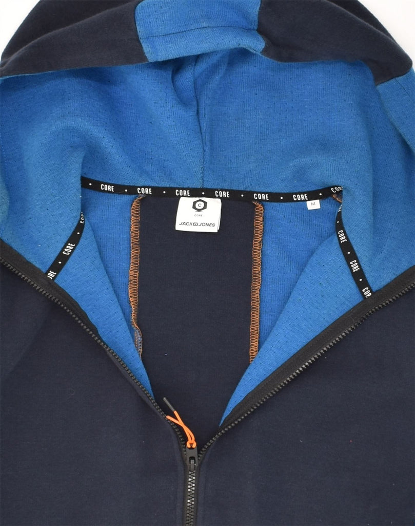 JACK & JONES Mens Core Zip Hoodie Sweater Medium Navy Blue Colourblock | Vintage Jack & Jones | Thrift | Second-Hand Jack & Jones | Used Clothing | Messina Hembry 