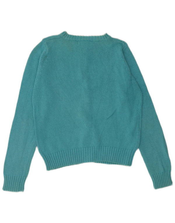 Zara Womens Crop Cardigan Sweater UK 14 Large Blue Cotton