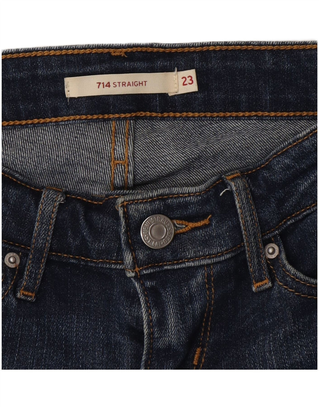 Levi's Womens 714 Straight Jeans W23 L33 Blue Cotton