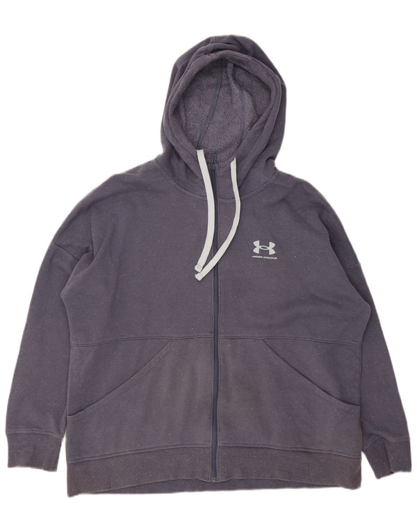 Under Armour Mens Zip Hoodie Sweater Large Blue Flecked Cotton