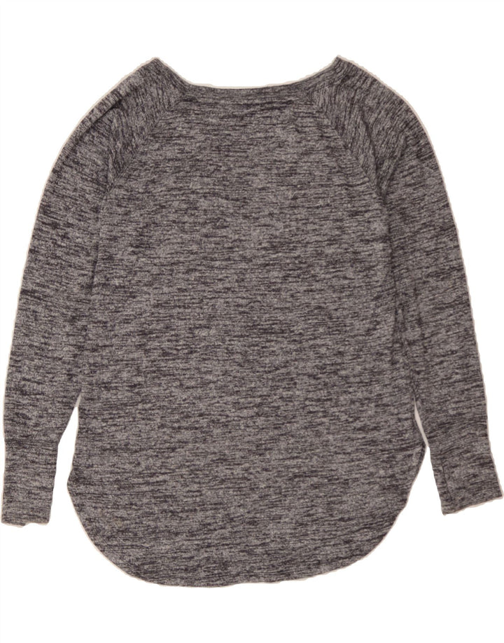 ATHLETA Womens Boat Neck Jumper Sweater UK 16 Large Grey Flecked Polyester Vintage Athleta and Second-Hand Athleta from Messina Hembry 