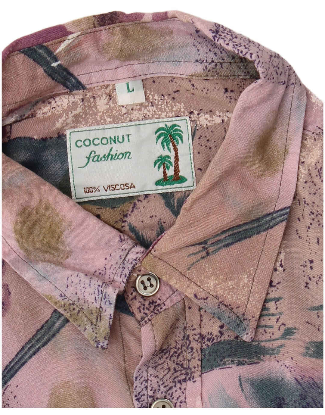 Coconut Mens Short Sleeve Shirt Large Multicoloured Patchwork Viscose