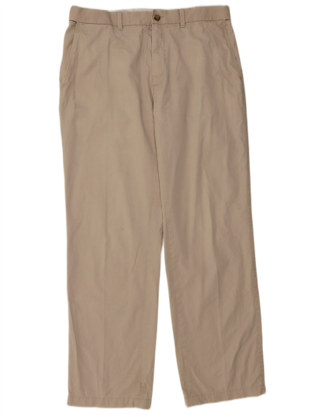 Marks & Spencer Mens Straight Chino Trousers W36 L33 Beige Cotton