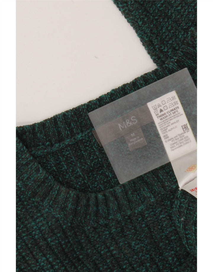 Marks & Spencer Mens Crew Neck Jumper Sweater Medium Green Flecked Acrylic