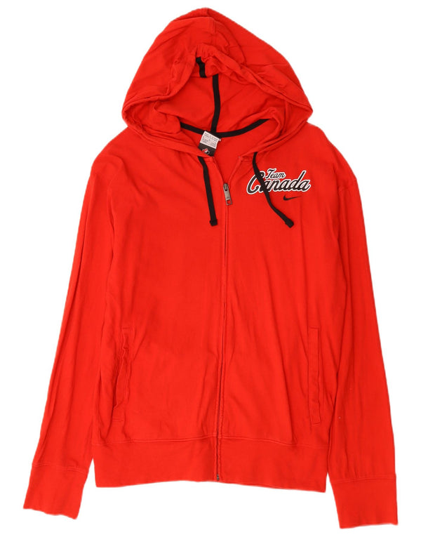 Nike Mens Canada Graphic Zip Hoodie Sweater Medium Red Cotton