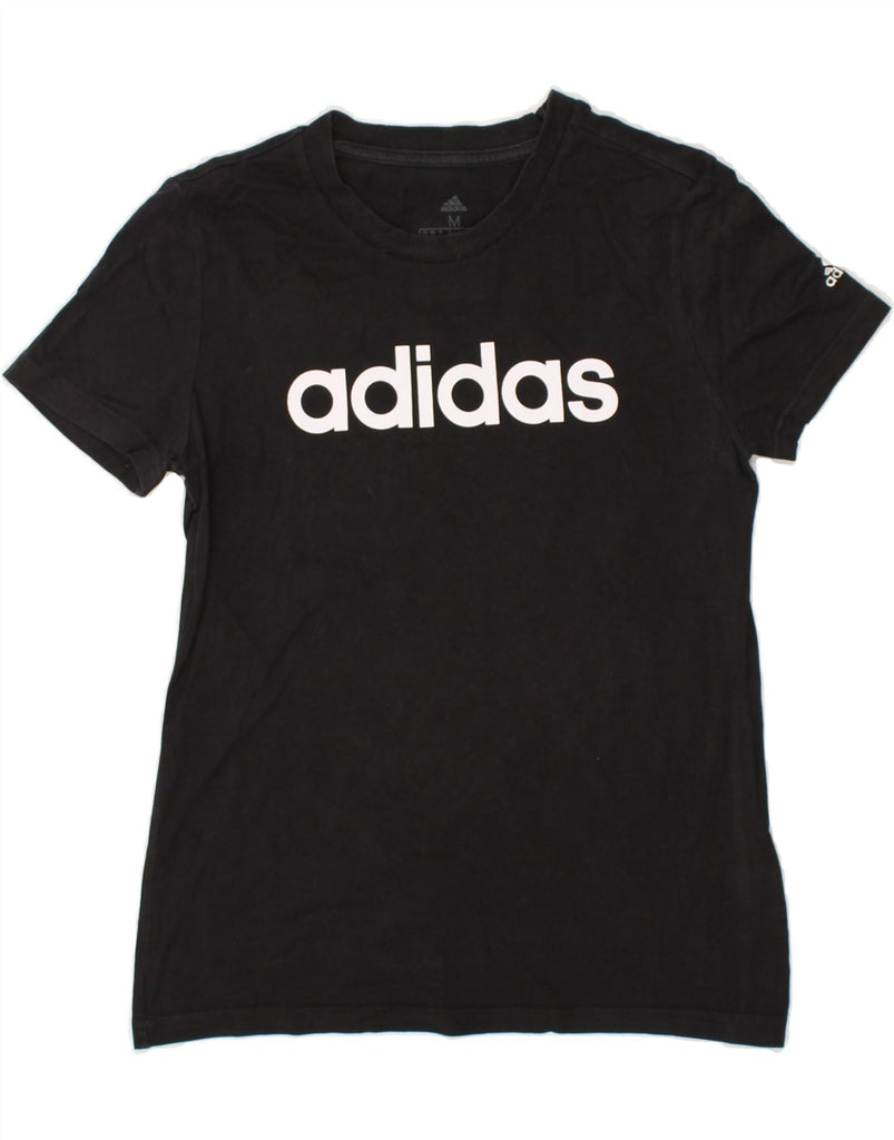 ADIDAS Womens Graphic T-Shirt Top UK 12/14 Medium Black | Vintage Adidas | Thrift | Second-Hand Adidas | Used Clothing | Messina Hembry 