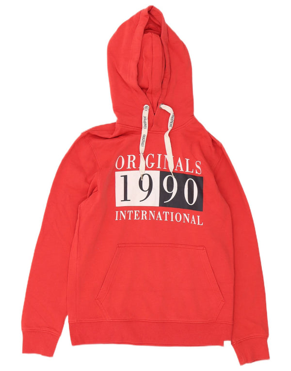 Jack & Jones Mens Graphic Hoodie Jumper Small Red Cotton