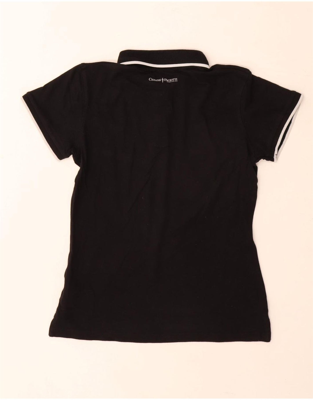 Cesare Paciotti Womens Polo Shirt UK 12 Medium Black Cotton