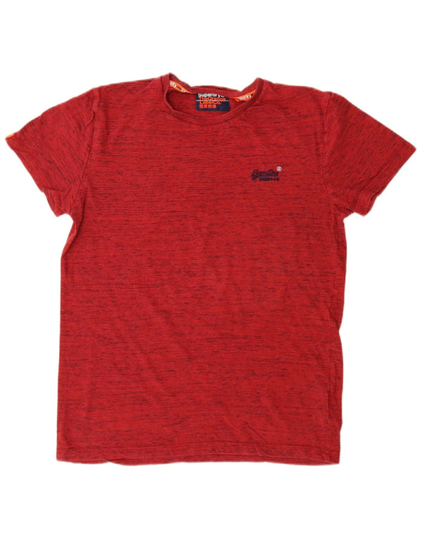 Superdry Mens T-Shirt Top Medium Red Flecked Cotton