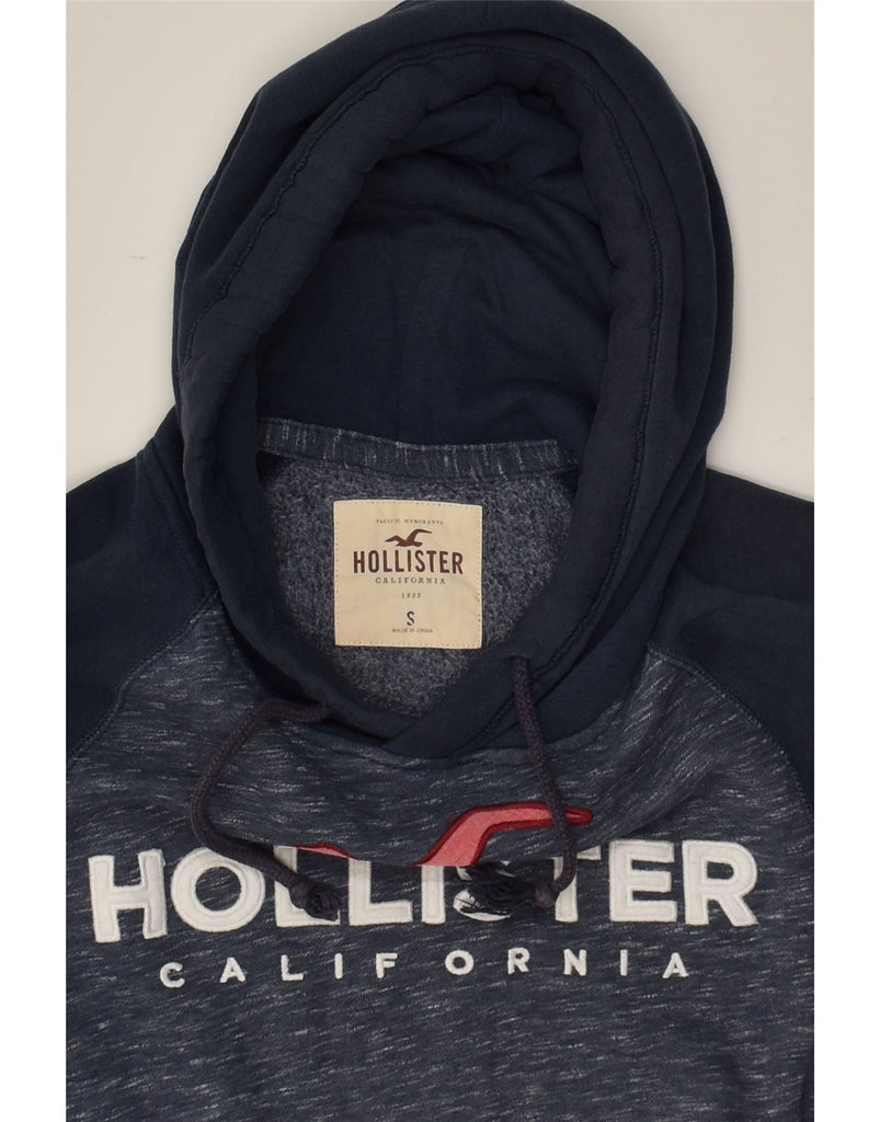 HOLLISTER Mens Graphic Hoodie Jumper Small Navy Blue Cotton | Vintage Hollister | Thrift | Second-Hand Hollister | Used Clothing | Messina Hembry 