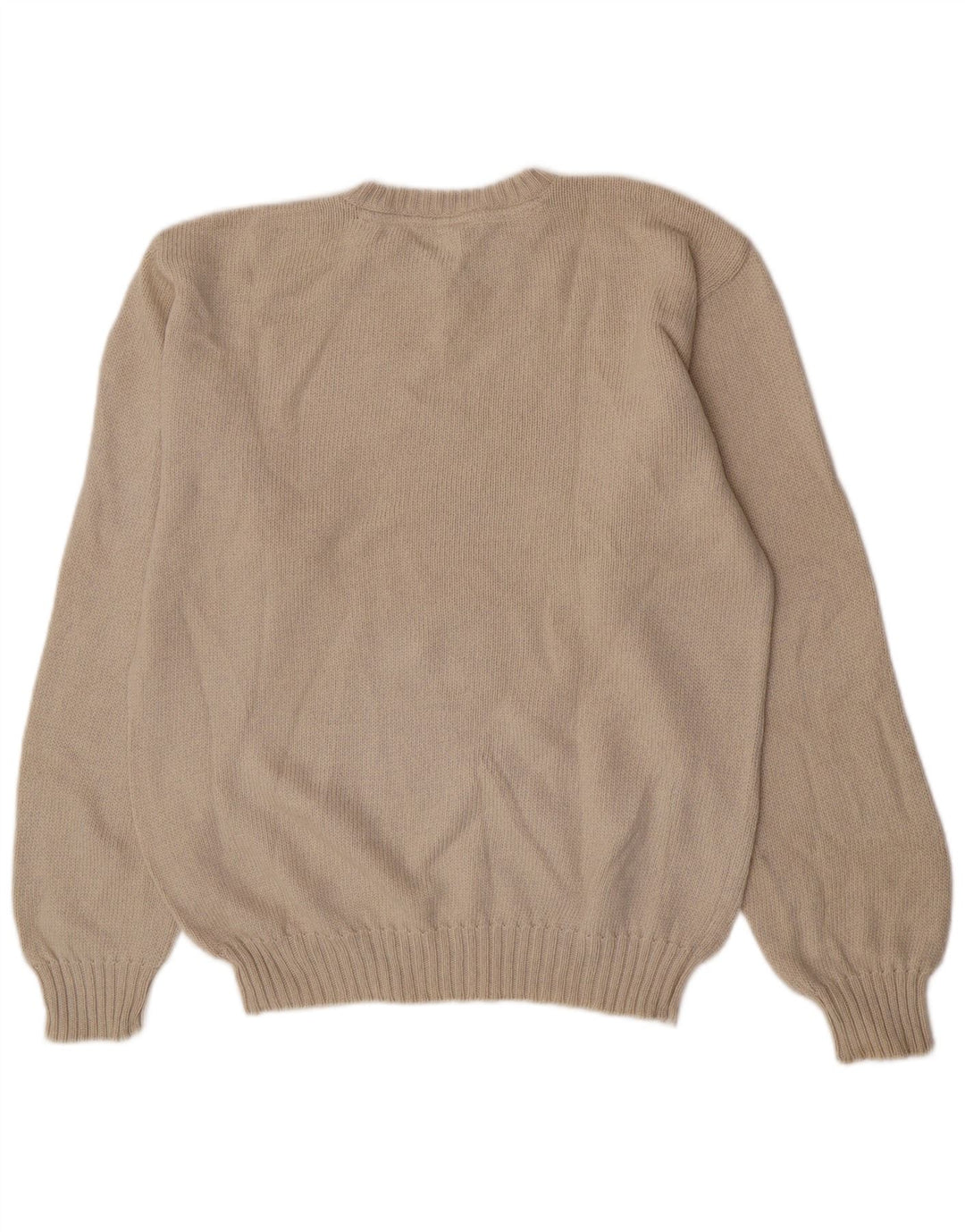 Amerigo Vespucci Mens V-Neck Jumper Sweater Large Beige Virgin Wool