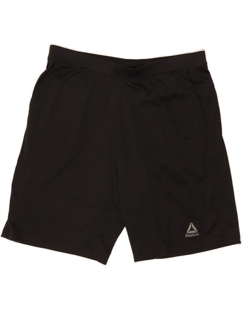REEBOK Mens Sport Shorts Large  Black Polyester Vintage Reebok and Second-Hand Reebok from Messina Hembry 