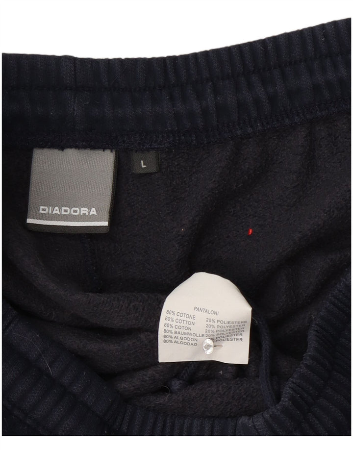 Diadora Mens Tracksuit Trousers Large Navy Blue Cotton