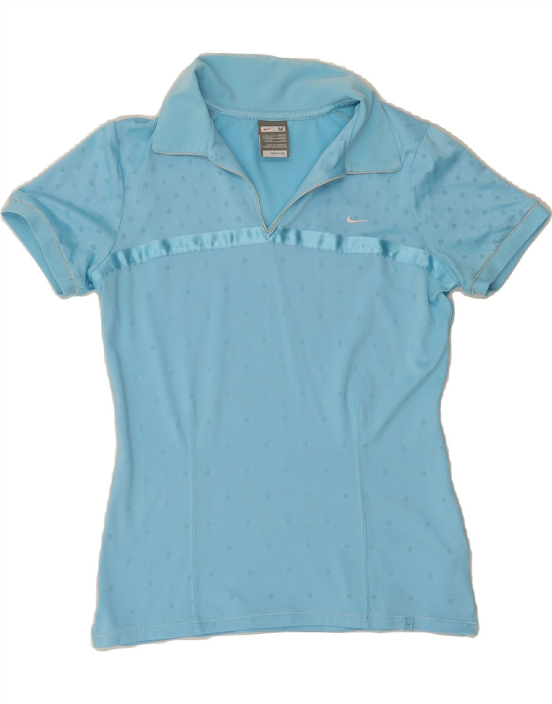 NIKE Womens Polo Shirt UK 10/12 Medium Blue Spotted Polyester Vintage Nike and Second-Hand Nike from Messina Hembry 